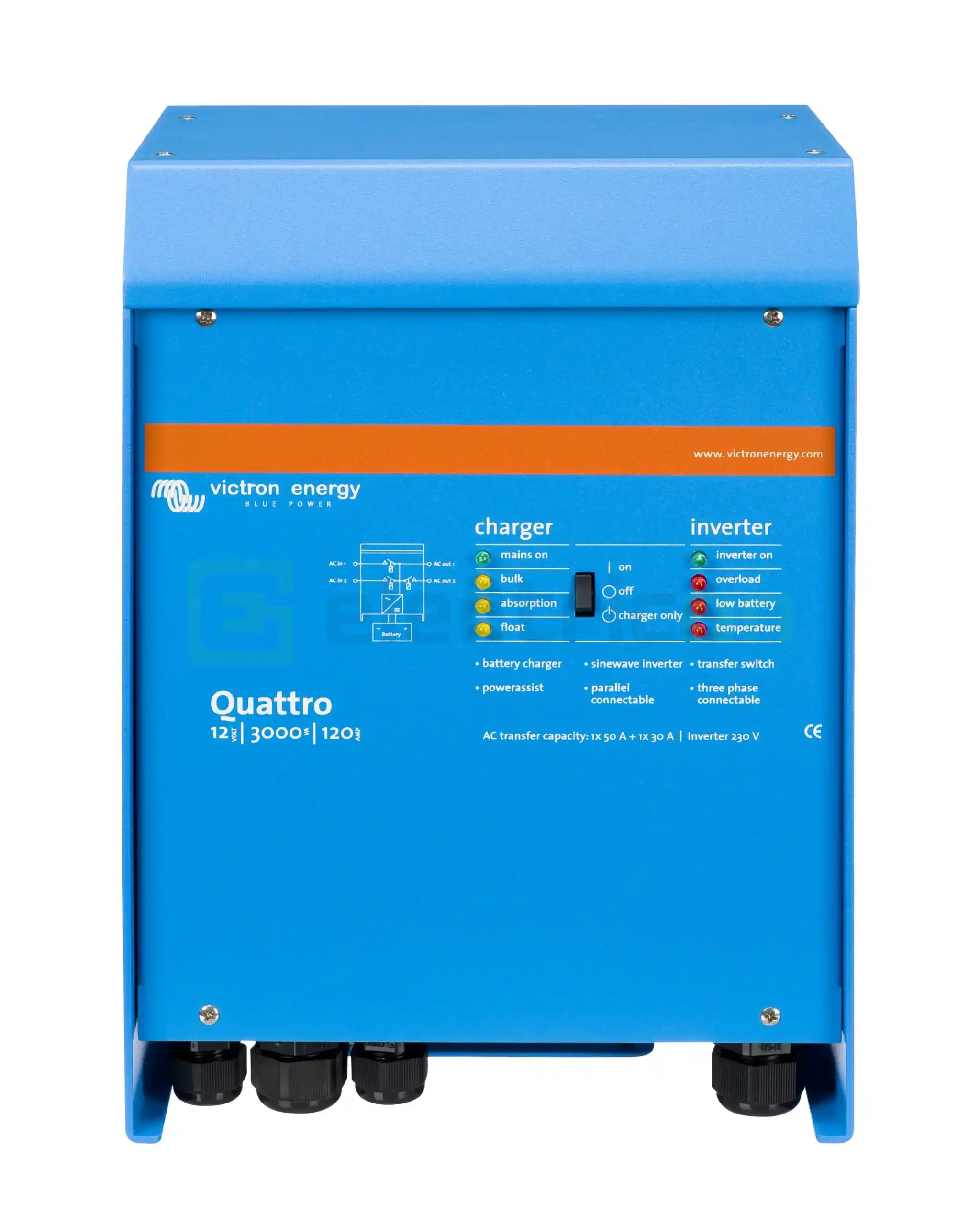 Invertoare fotovoltaice - Invertor cu charger 12V 3000VA Victron Energy Quattro 12 3000 120-50 50