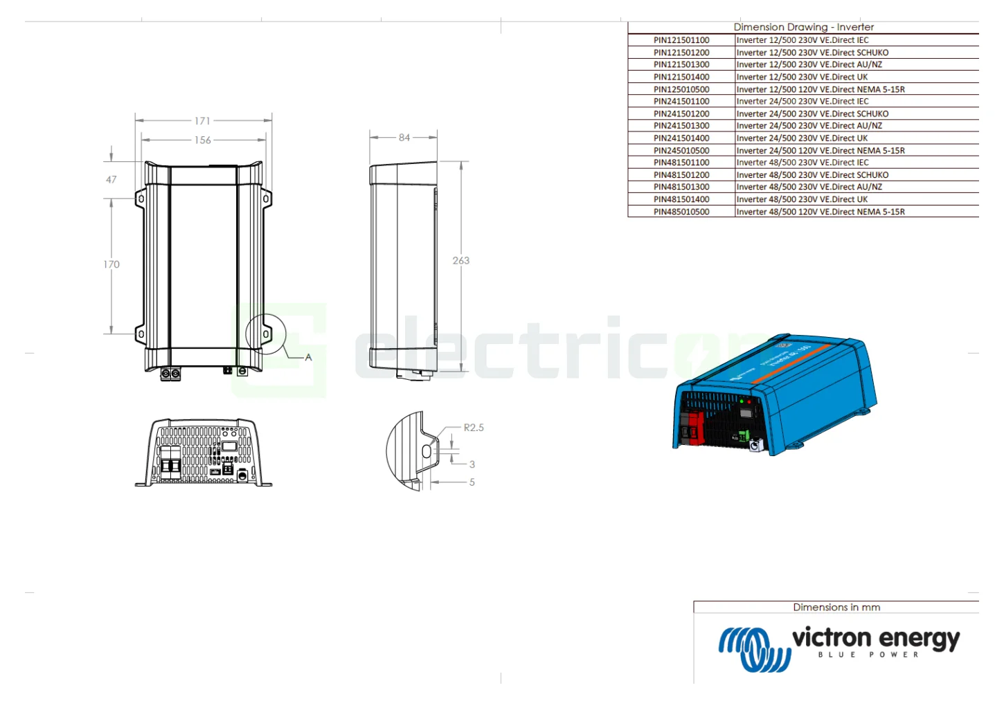 Invertor   Inverter 48V 500VA Victron Energy Phoenix 48 500 VE.Direct Schuko [1]