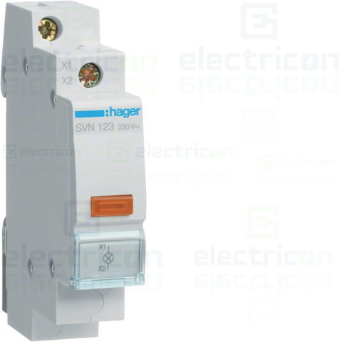 Lampa semnalizare - Lampă semnalizare tensiune LED monofazic, 1xportocaliu, 230VAC, Hager, SVN123