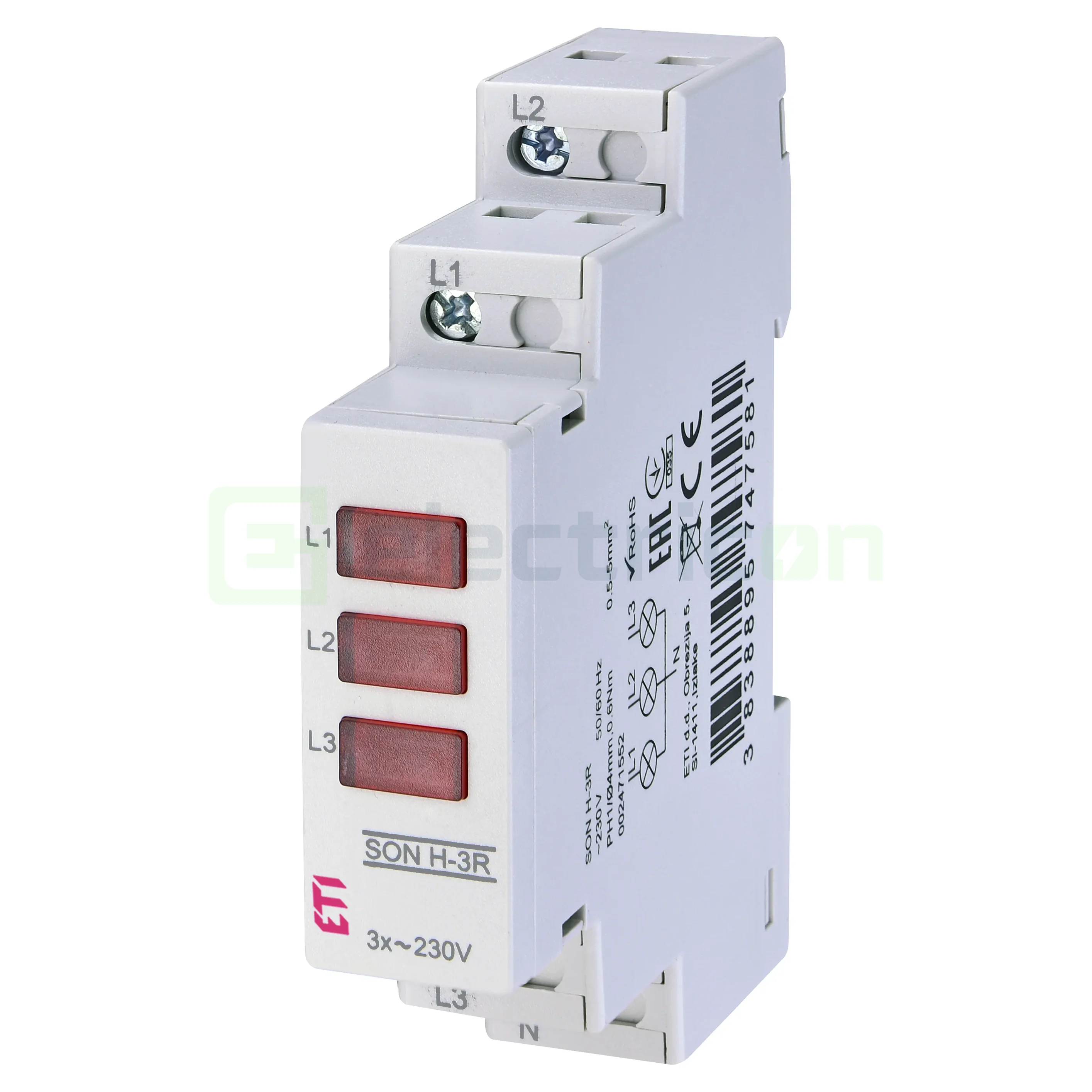 Lampă semnalizare tensiune LED, 3xRoșu, 230VAC, SON H-3R, ETI, 002471552