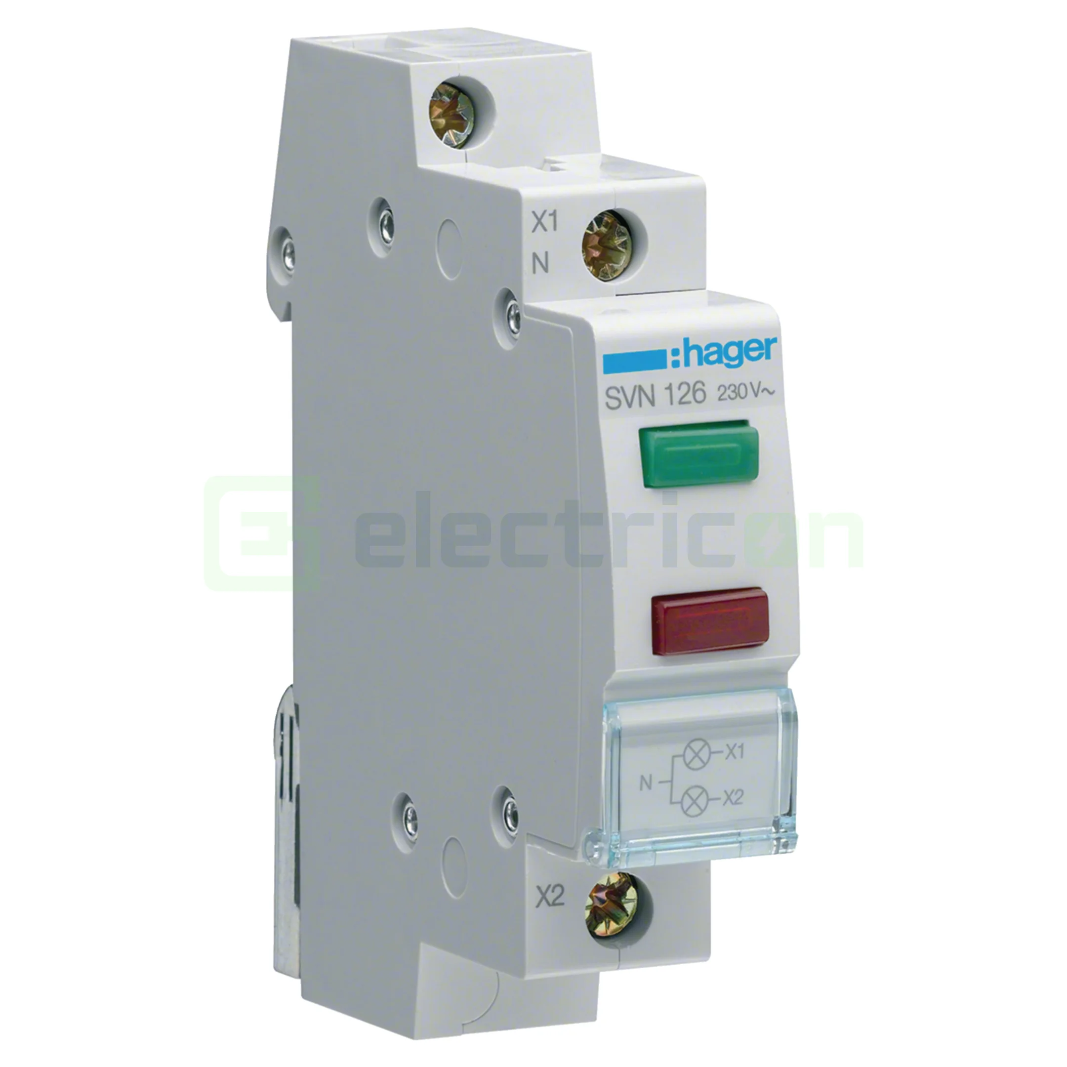 Lampa semnalizare - Lampă semnalizare tensiune LED monofazat, 1xVerde+1xRosu, 230VAC, Hager, SVN126