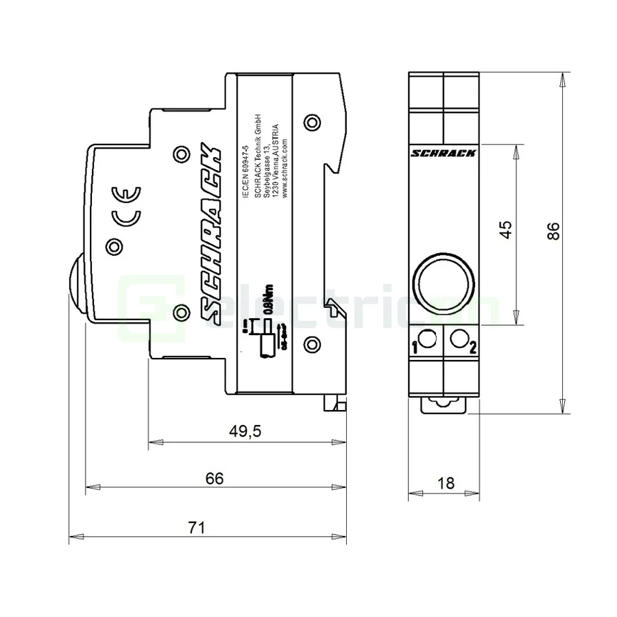 Lampă semnalizare tensiune LED monofazic, 1xGalben, 230VAC, Schrack, AZ106802 [1]