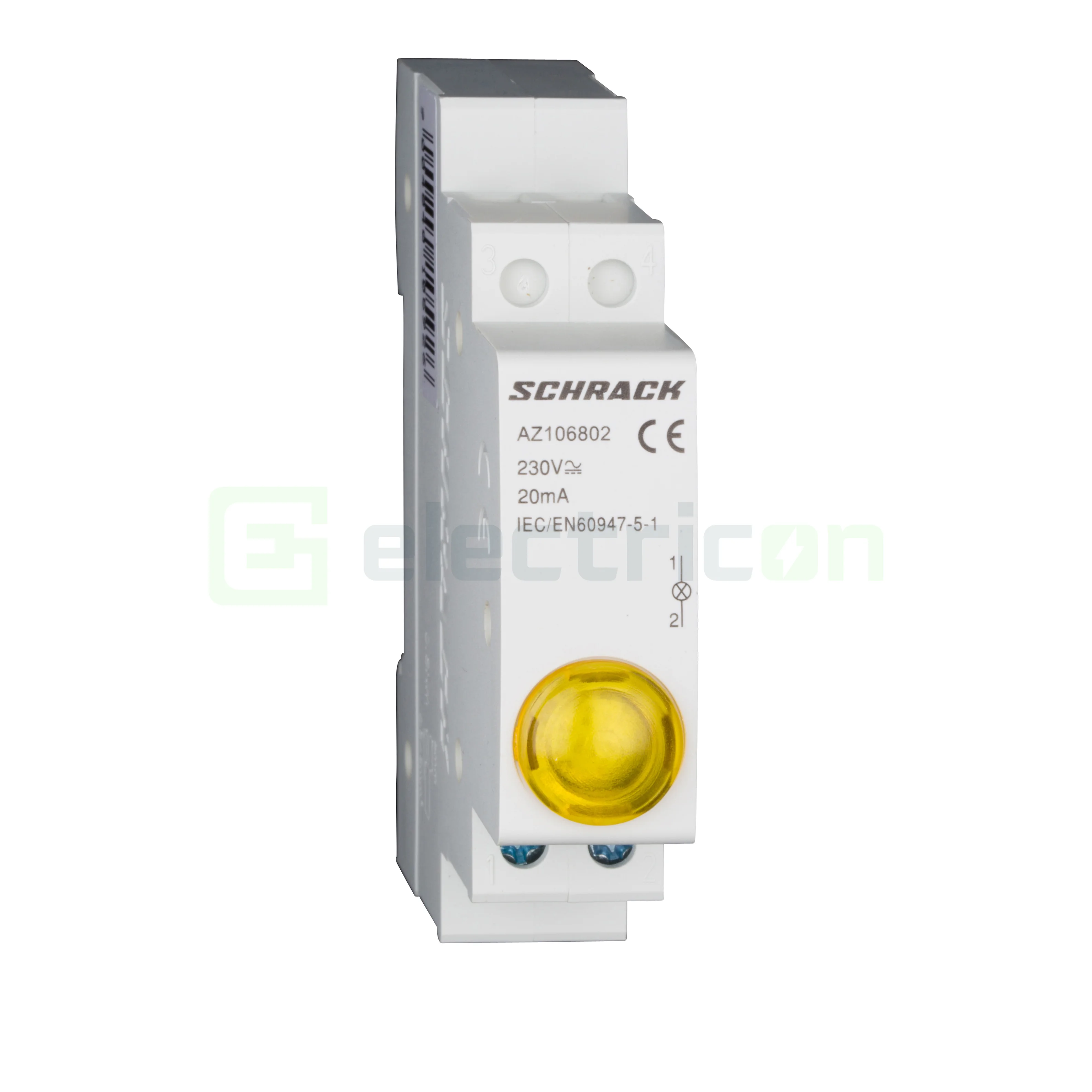 Lampă semnalizare tensiune LED monofazic, 1xGalben, 230VAC, Schrack, AZ106802
