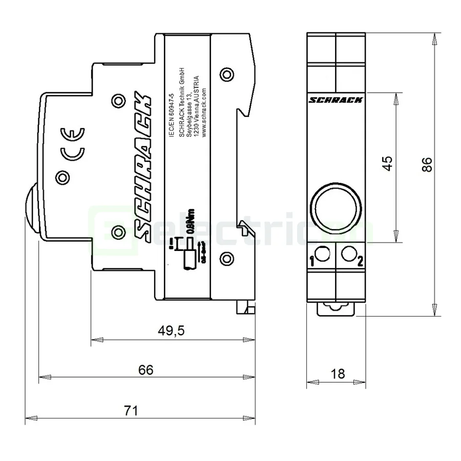 Lampă semnalizare tensiune LED monofazic, 1xRoșu, 230VAC, Schrack, AZ106801 [1]