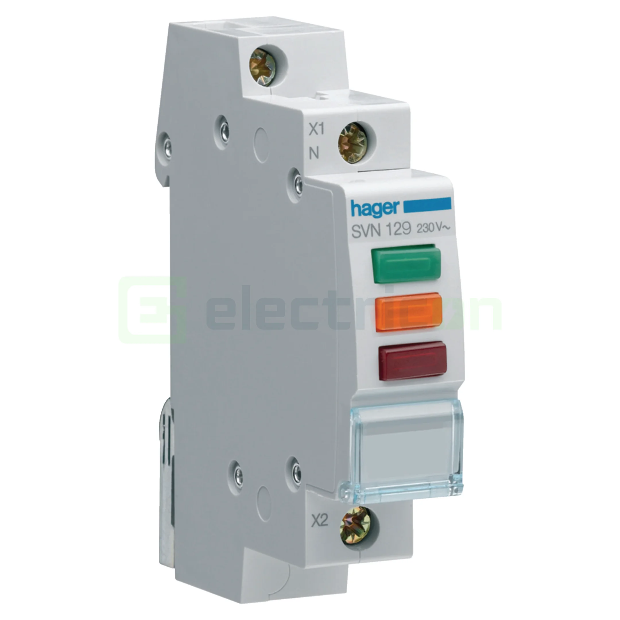 Lampă semnalizare tensiune LED trifazat, 1xVerde+1xRosu+1xPortocaliu, 230VAC, Hager, SVN129