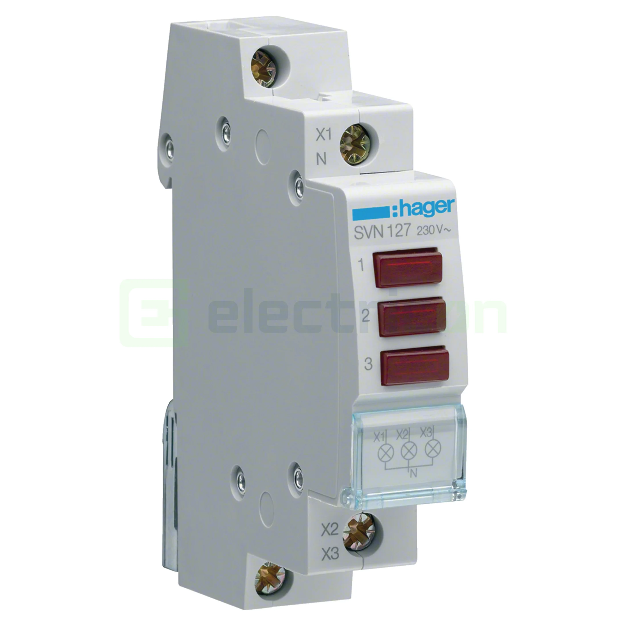 Lampă semnalizare tensiune LED trifazic, 3xroșu, 230VAC, Hager, SVN127