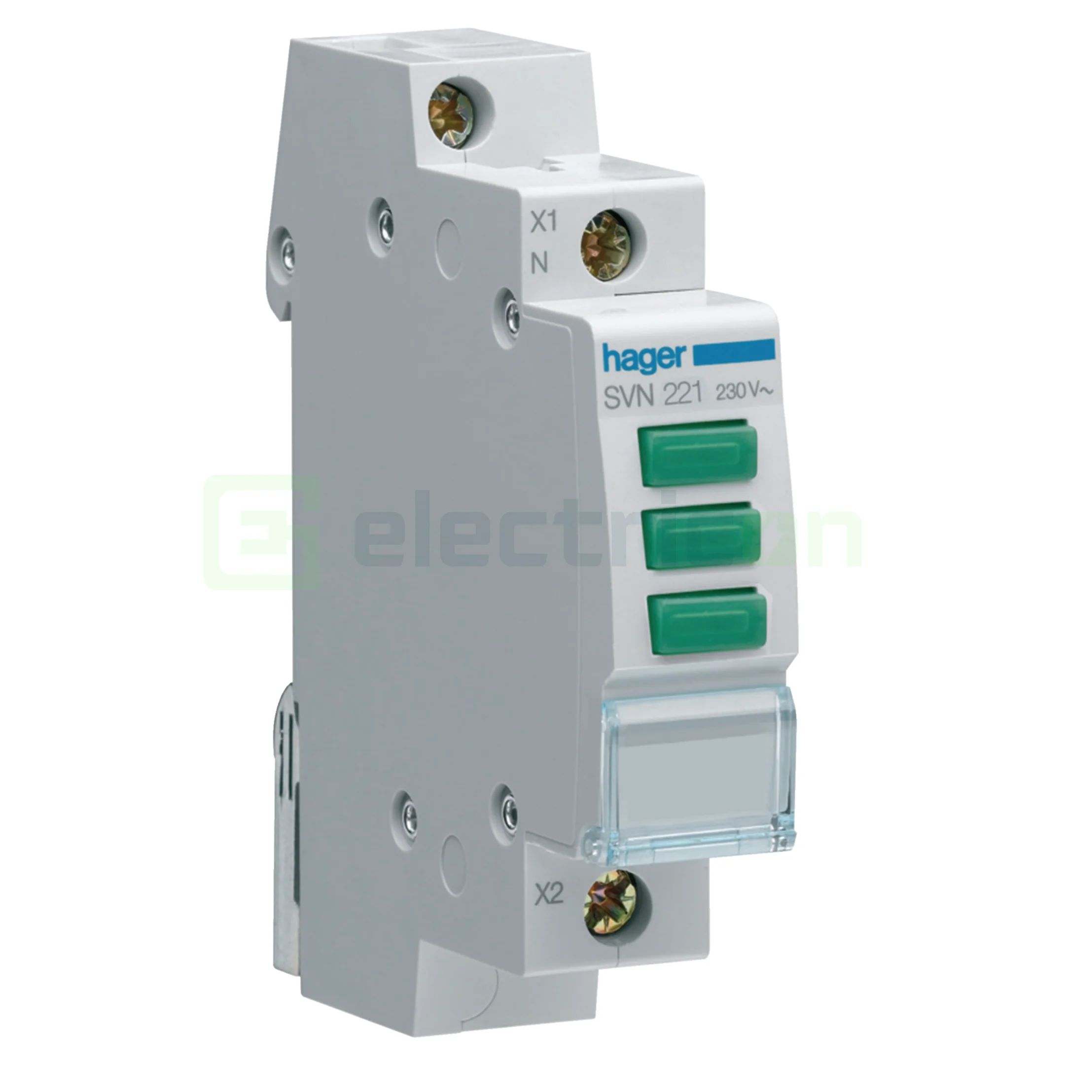 Lampă semnalizare tensiune LED trifazic, 3xVerde, 230VAC, Hager, SVN221