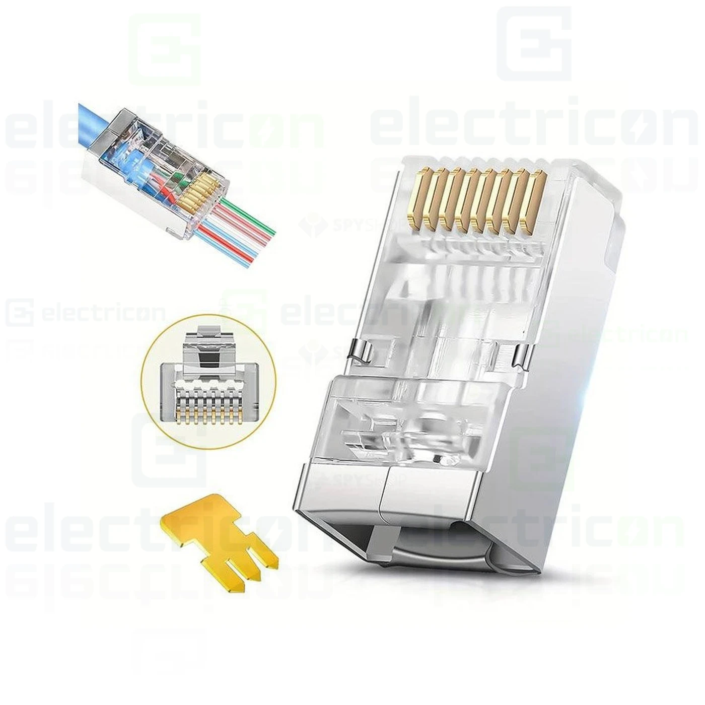 Accesorii tablouri electrice - Mufa RJ45 FTP Cat.6, ecranata, passthrough, Emtex, TED Electric, EMT-PR6A-FTP