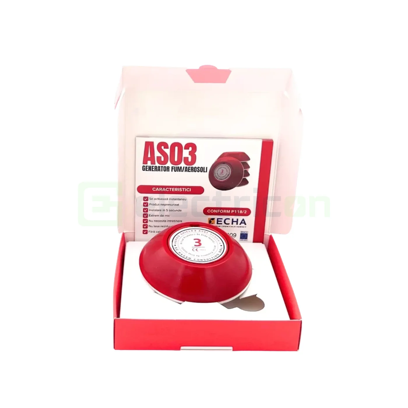 Pastila stingere incediu pentru tablou electric cu aerosoli, capacitate de stingere 0.3 mc, pornire la contact cu flacara, Aeroo Shield 3 , AS03 [1]