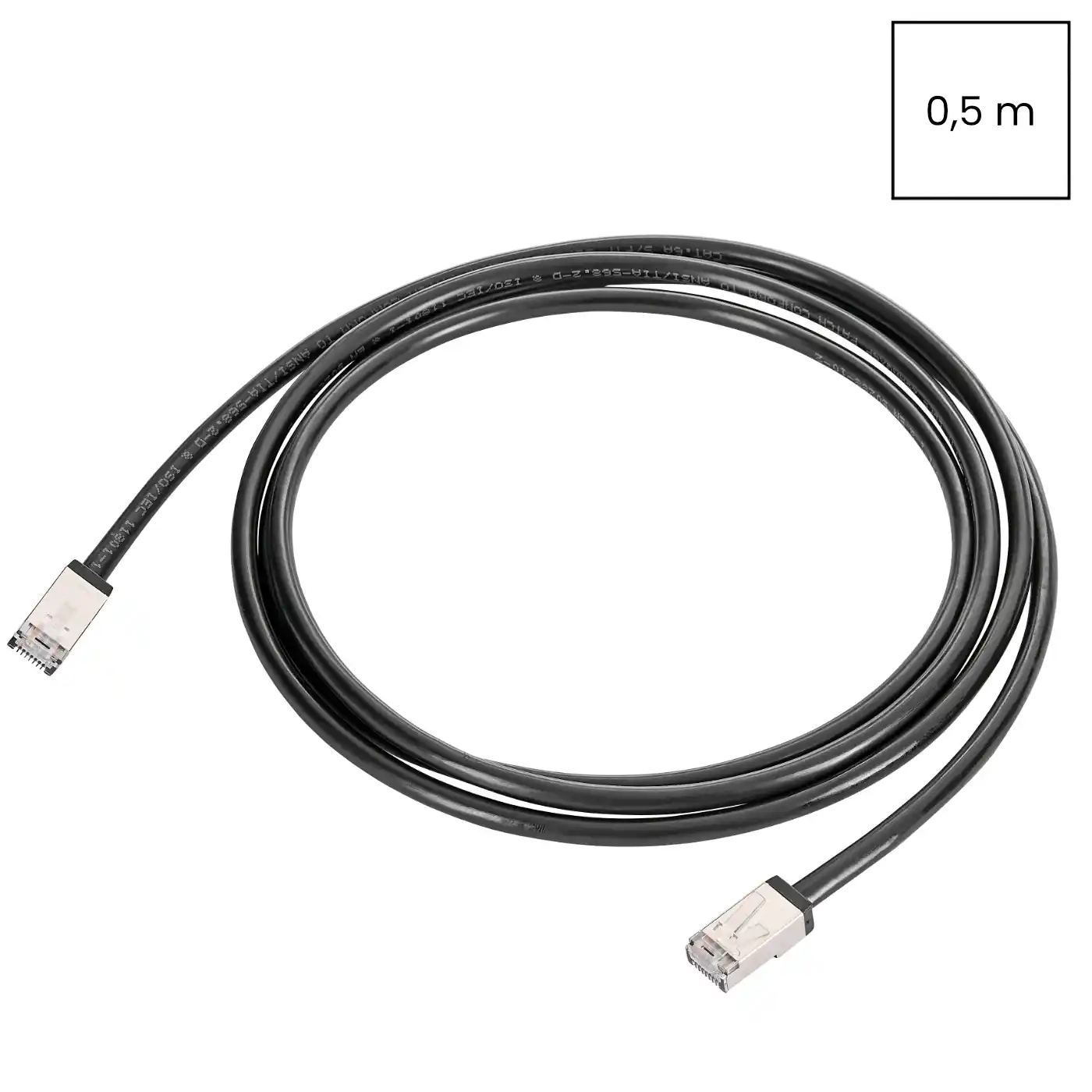Cablu date și TV - Patchcablu RJ45S, ecranat, cat 6A, 10GBps, pentru uz exterior PE, 0.5 m, Schrack , H6GWS00K5S