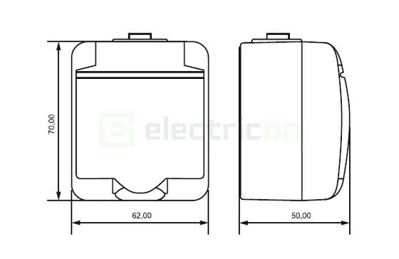 Priză Shucko 2P+E capac opac IP44 gri RHE-1s-SR ETI 004668070 [1]