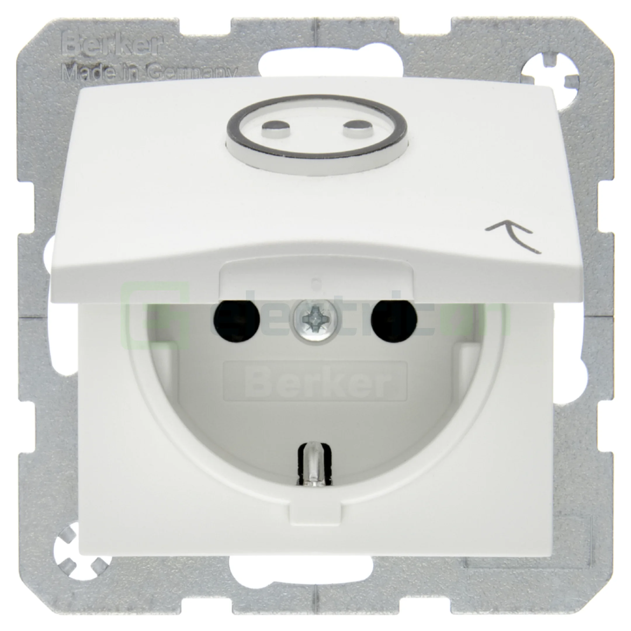 Prize și întrerupătoare - Priză shucko, cu capac și simbol tactil, alb mat, Berker S.1, 47861949