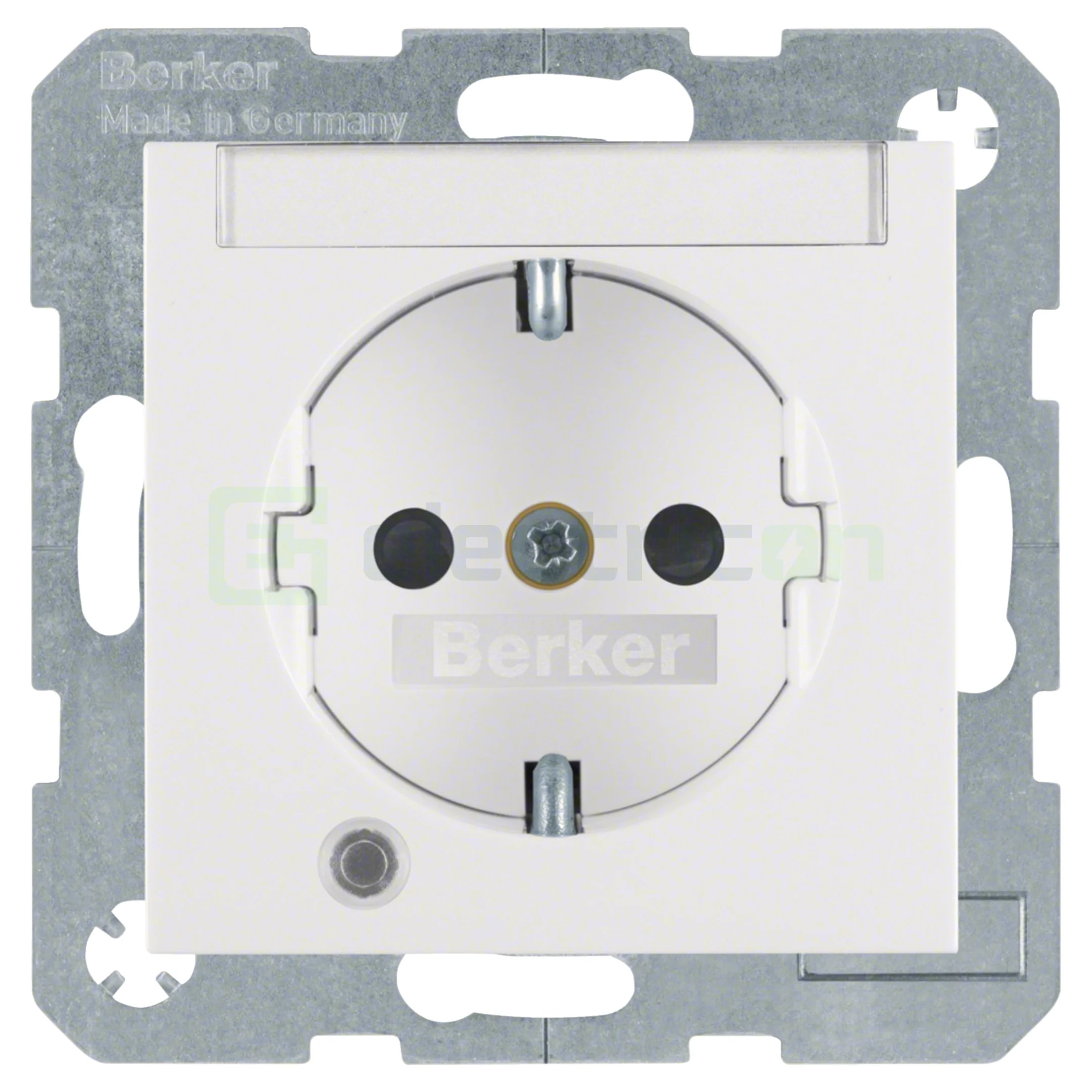 Prize - Priză shucko, incastrata, cu LED și etichetă, protectie la atingere, alb lucios, Berker S.1, 41108989