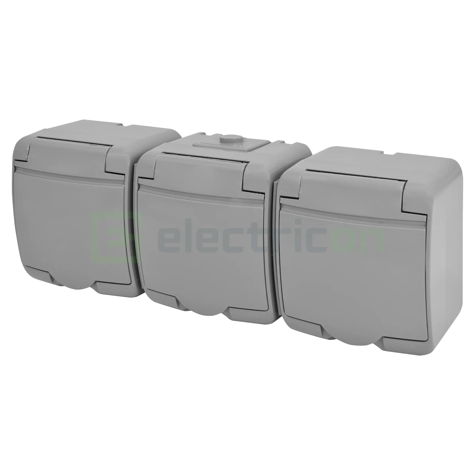 Priză triplă 2P+E capac aplicat orizontală IP54 gri RHE-3s-SR ETI 004668074