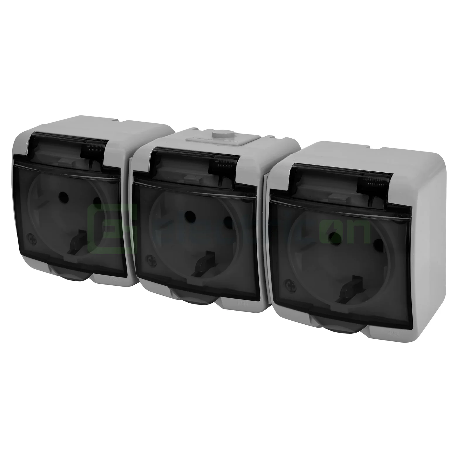 Prize - Priză triplă 2P+E capac transparent IP54 gri ETI 004668075