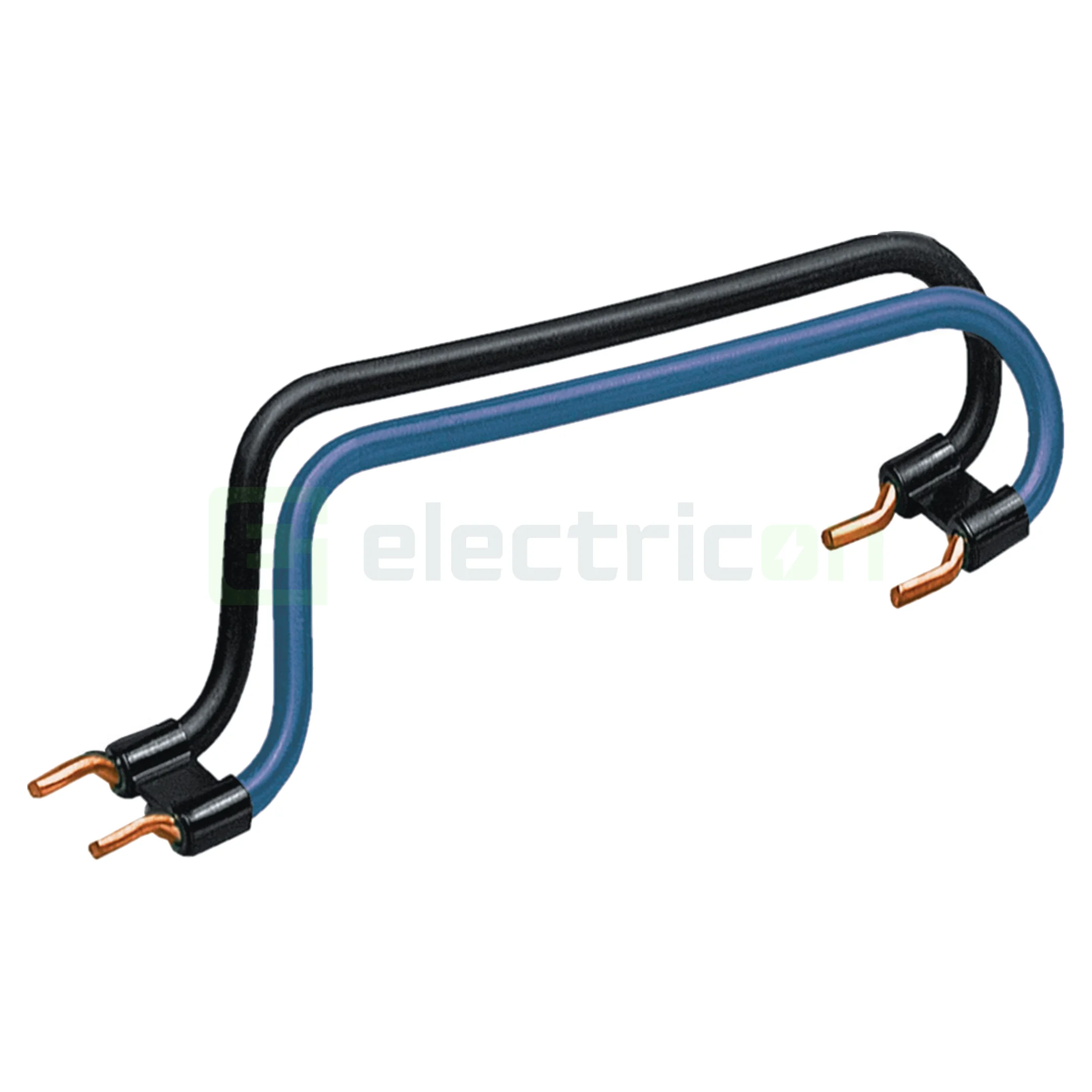 Busbar - Punte conectare Hager KC250, 2P, 150 mm DIN, pin/fază, negru/albastru