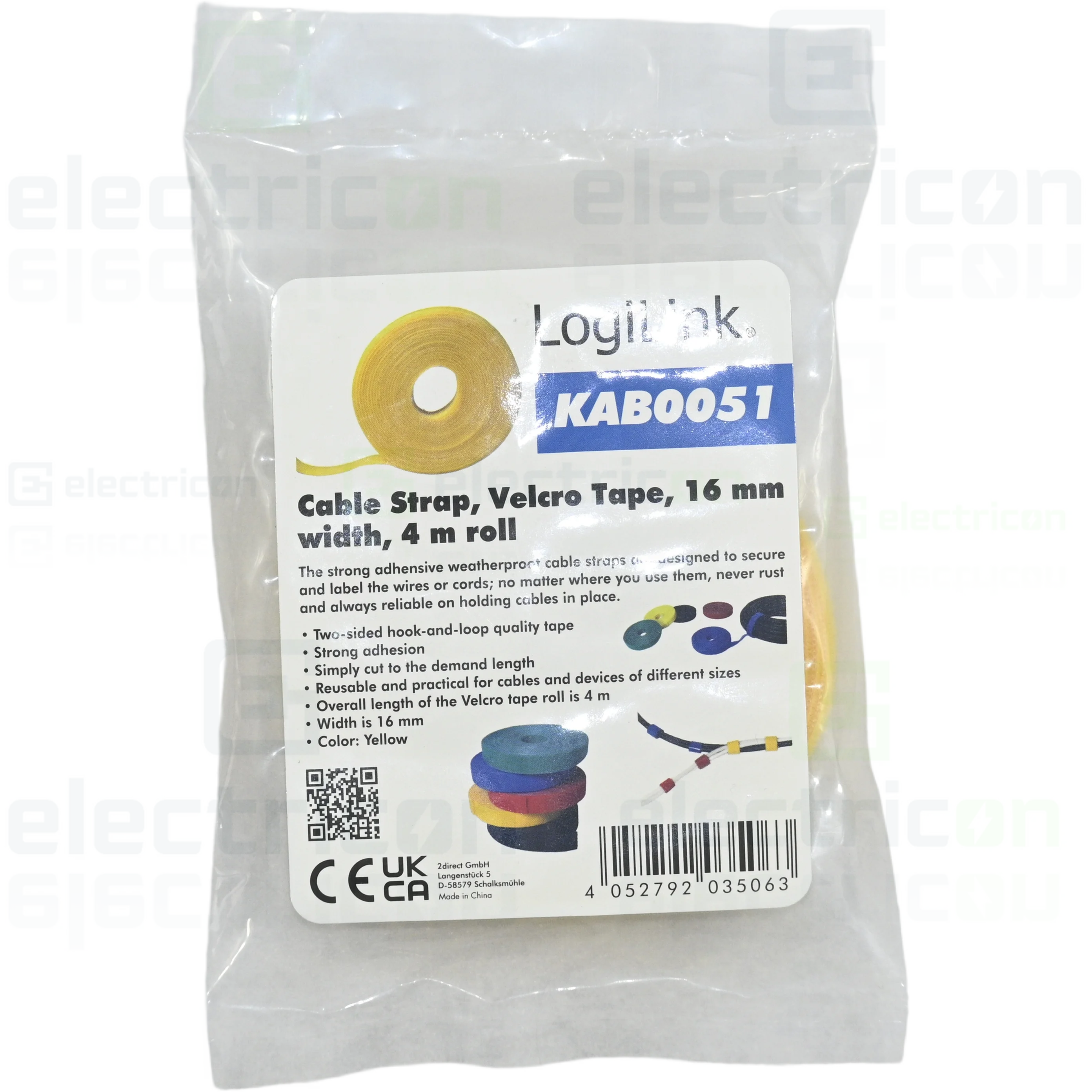 Colier velcro galben 16mm 4m Schrack organizare cabluri [1]