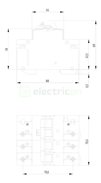 Siguranță diferențială RCBO ETI 002174405, 3P+N, tip A, B20, 6kA, 100mA [1]