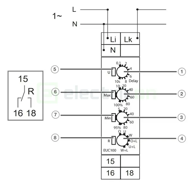 Releu control monitorizare curent Hager EUC100 (1P+N, 1 contact comutare) [2]