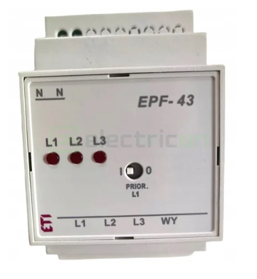 Releu de supraveghere cu prioritizare, comutator automat de faza, 16A, 1Z, EPF-43, ETI,002470280 [3]