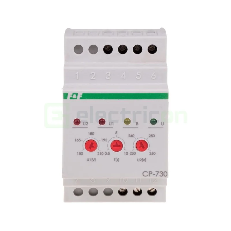 Relee monitorizare tensiune - Releu tensiune trifazat blocare timp 10A CP-730 F&F Filipowski