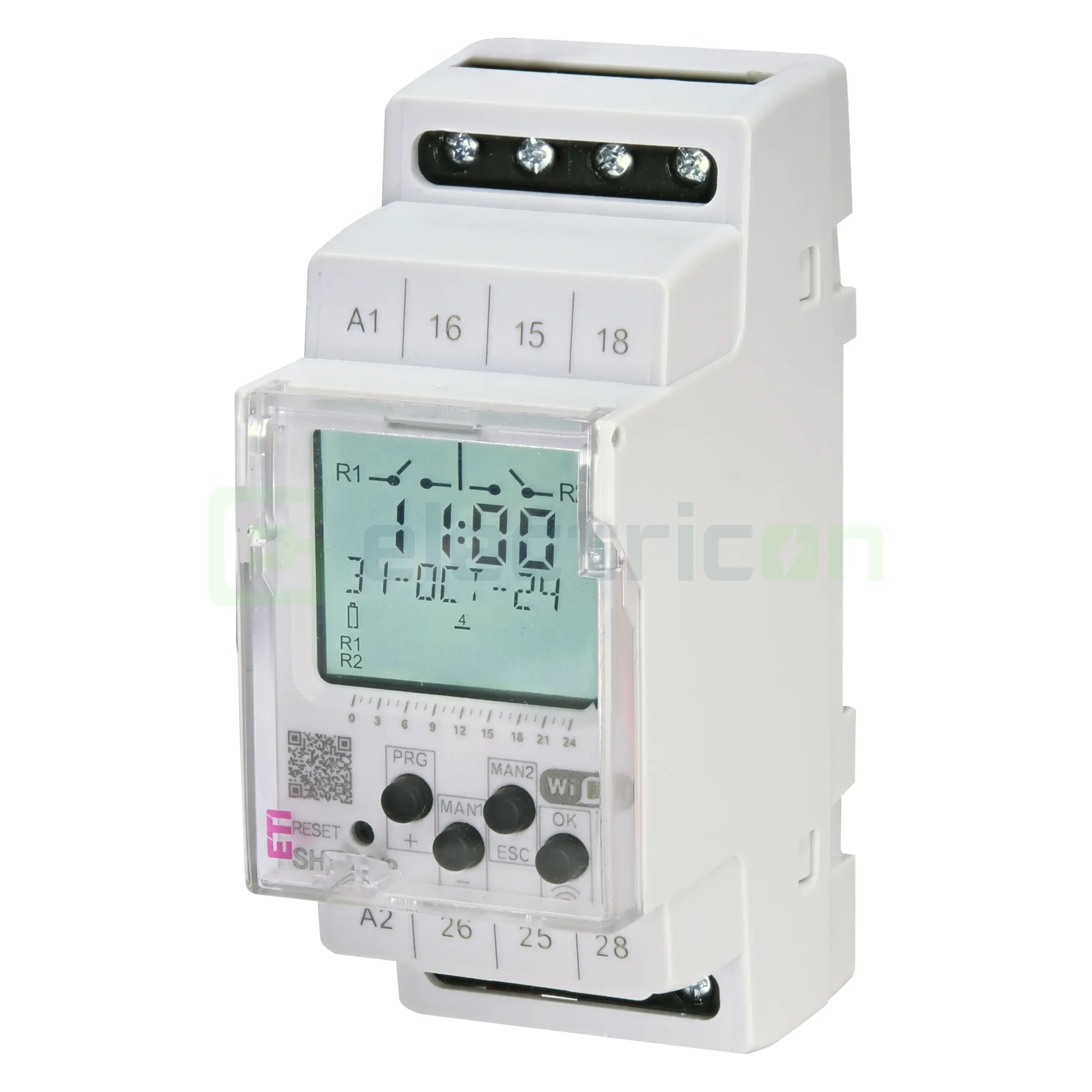 Relee de timp - Releu de timp cu ceas, multifunctional, 24-230VAC/DC, 16A, 2ND, SHT-13/2UNI, ETI, 002470305