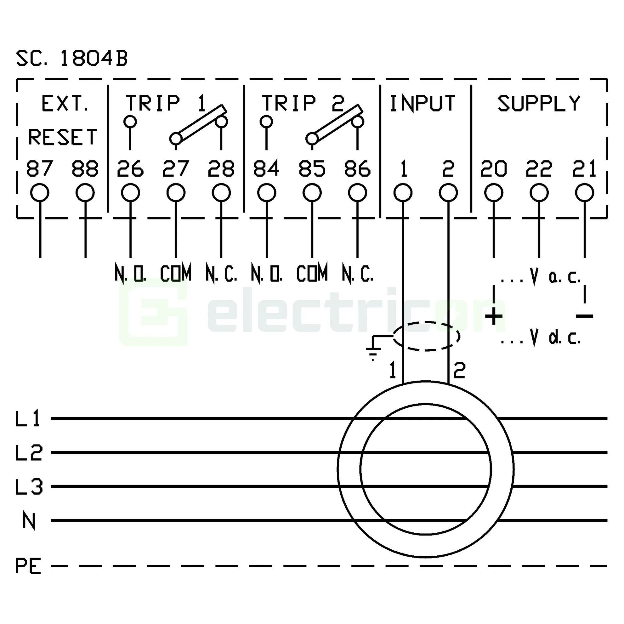 Releu diferential tip A, fara display, de la 30 mA la 3 A, Schrack [7]