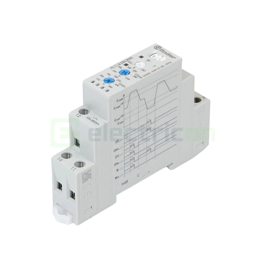 Releu monitorizare pentru tensiune monofazată,reglabil, 1C, 10A, 250V, 2.5kVA, Finder,70.11.8.230.2022 [1]