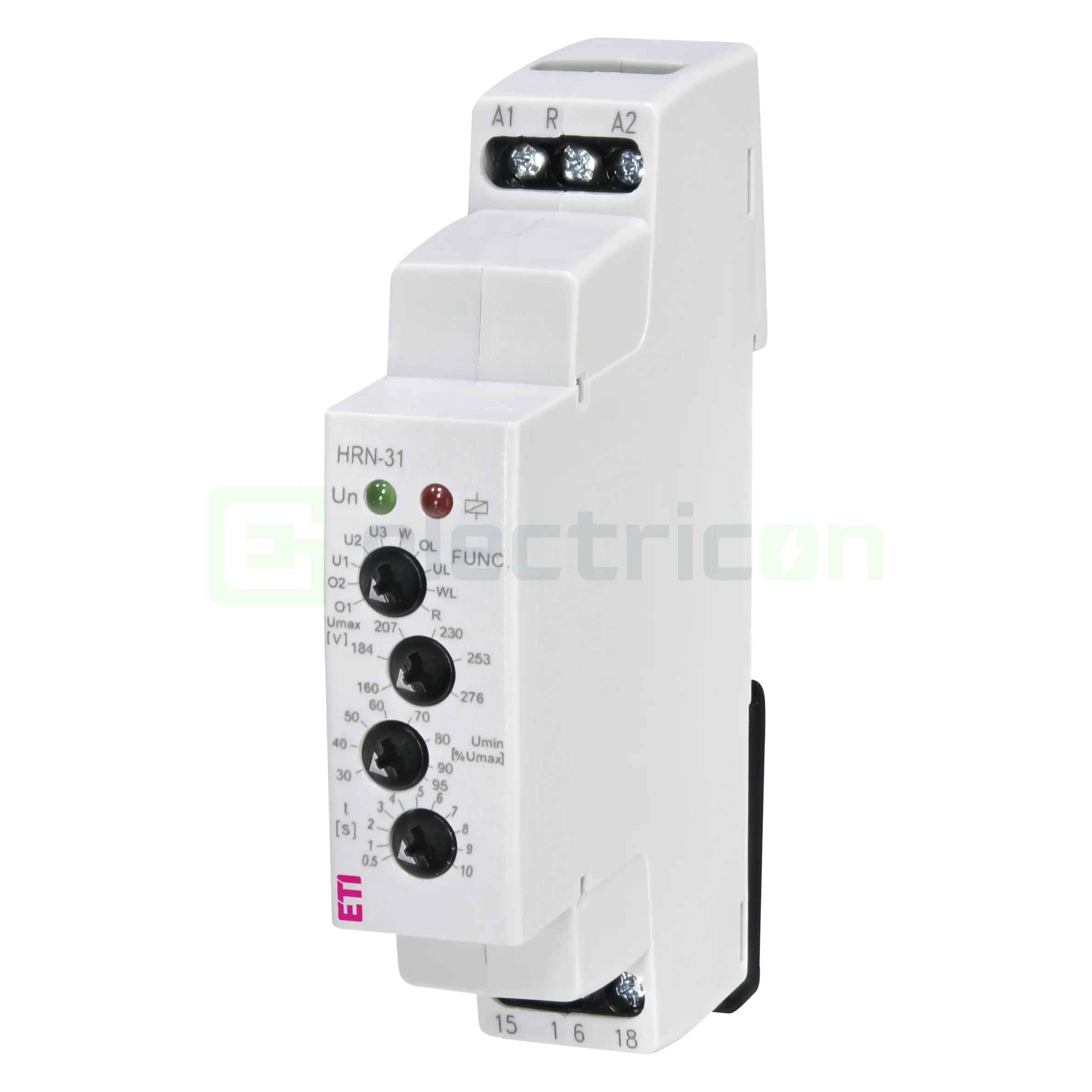 Releu monitorizare și control tensiune, 24VDC-230 VAC, 16A, 1NO, HRN-31, 0.5-10 sec, ETI, 002471450