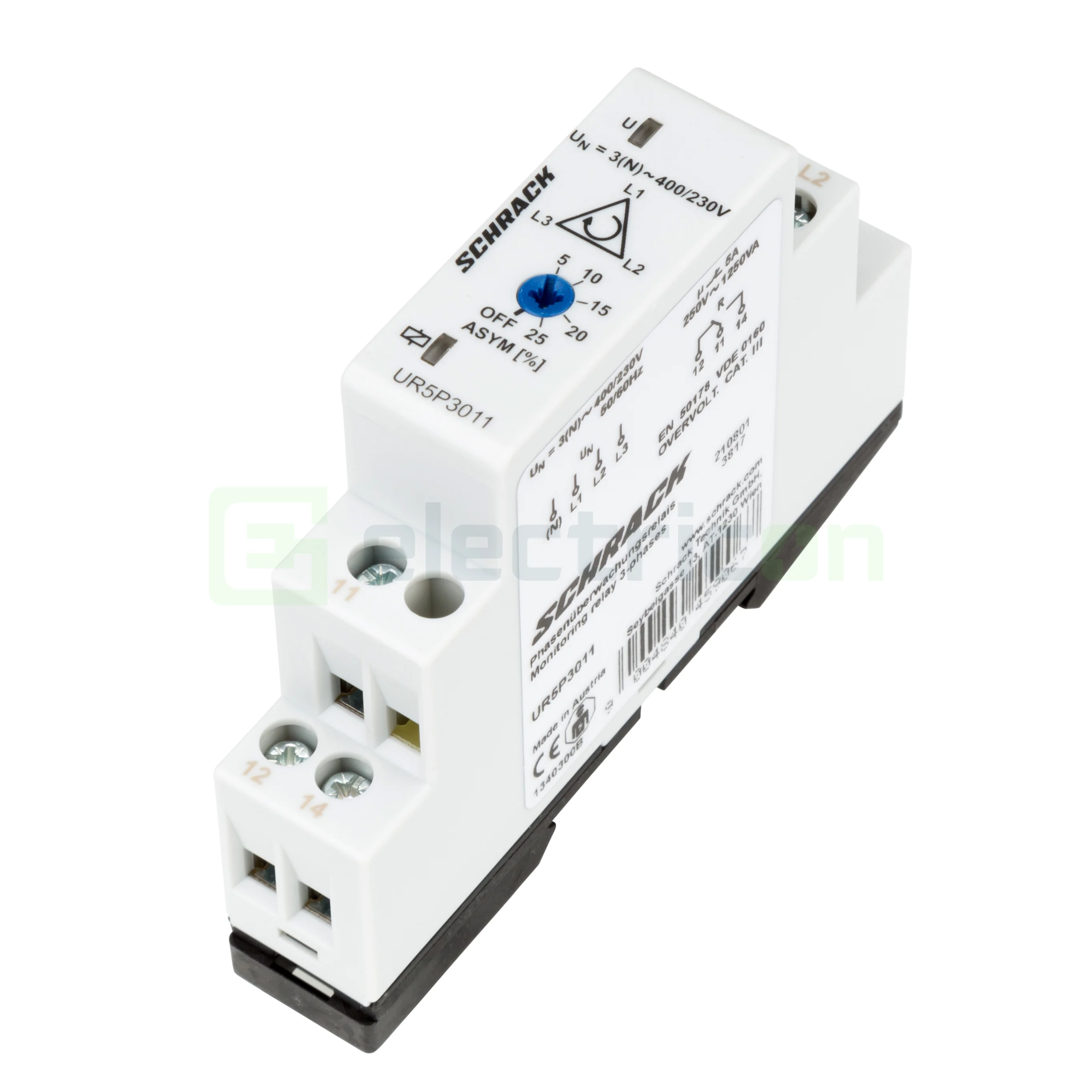 Releu monitorizare sistem trifazat, 400/230V, 5A, 1M, 1CC, Schrack, URP5P3011 [2]