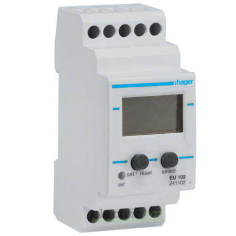Relee monitorizare tensiune - Releu monitorizare tensiune monofazic sub/supratensiune, afisaj LCD 15-480VAC, 8A, Hager, EU102