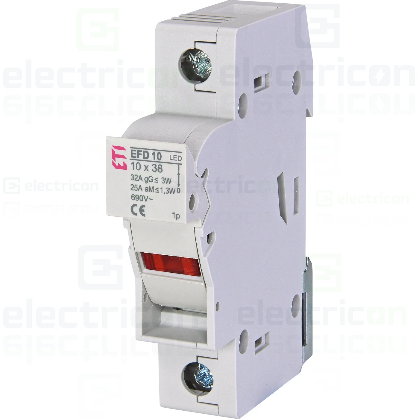 Soclu pentru sigurante fuzibile - Separator fuzibil (soclu), pentru CH 10x38, maxim 32A, 1P, cu LED,EFD 10 1p LED,  ETI, 002540011