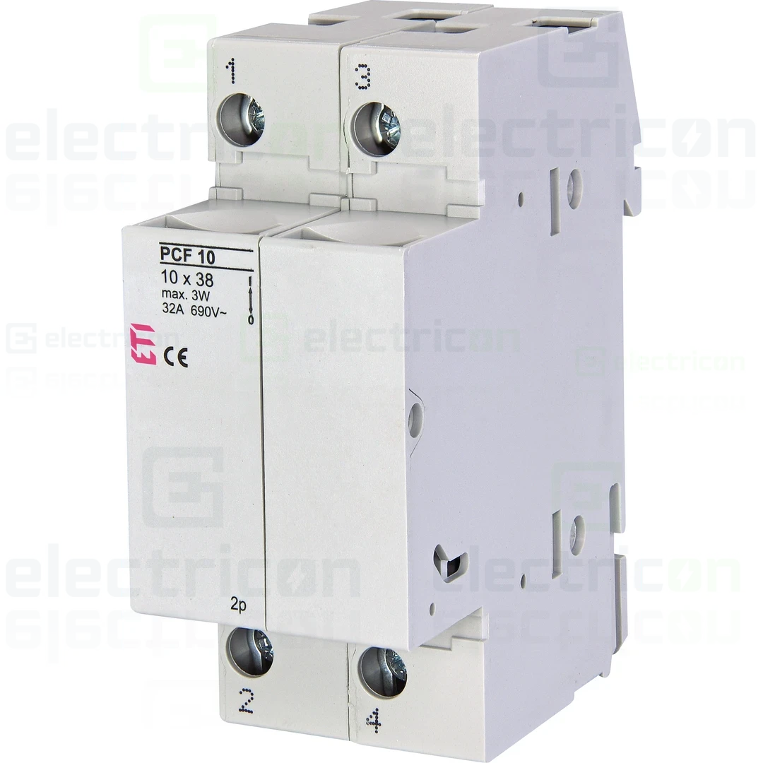 Soclu pentru sigurante fuzibile - Separator fuzibil (soclu), pentru CH 10x38, maxim 32A, 2P ,PCF 10,  ETI, 002550003