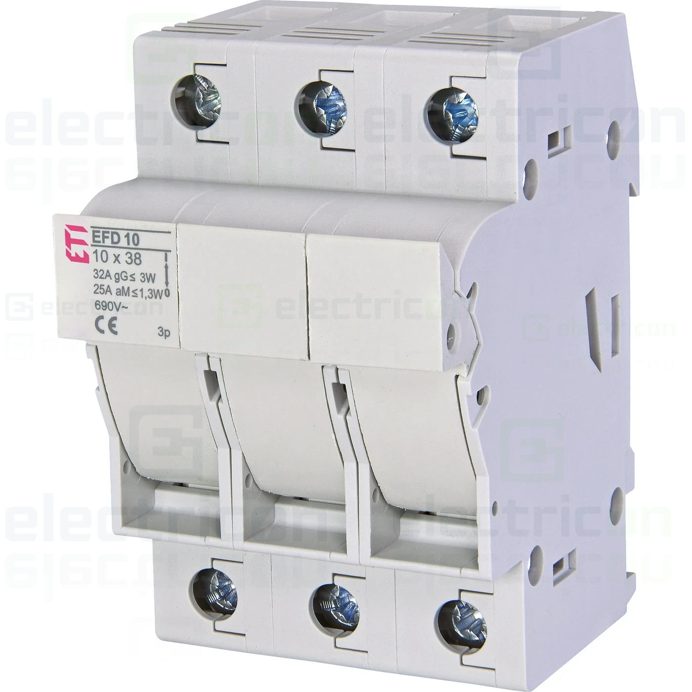 Soclu pentru fuzibile & sigurante fuzibile - Separator fuzibil (soclu), pentru CH10x38, maxim 32A,3P EFD 10 3p,  ETI, 002540004