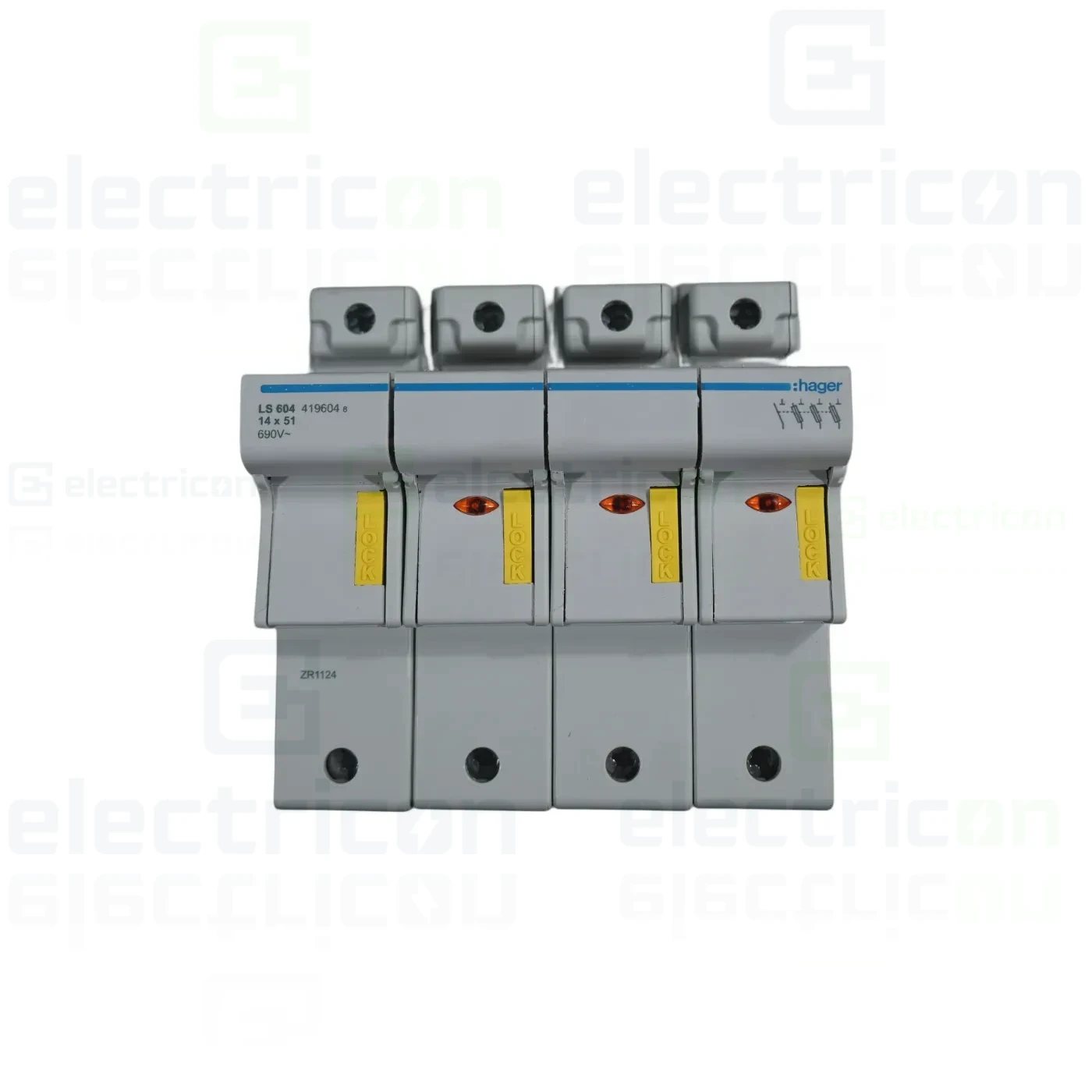 Separator fuzibil (soclu), pentru CH14x51, maxim 50A, 4P, cu LED,  Hager, LS604 [1]