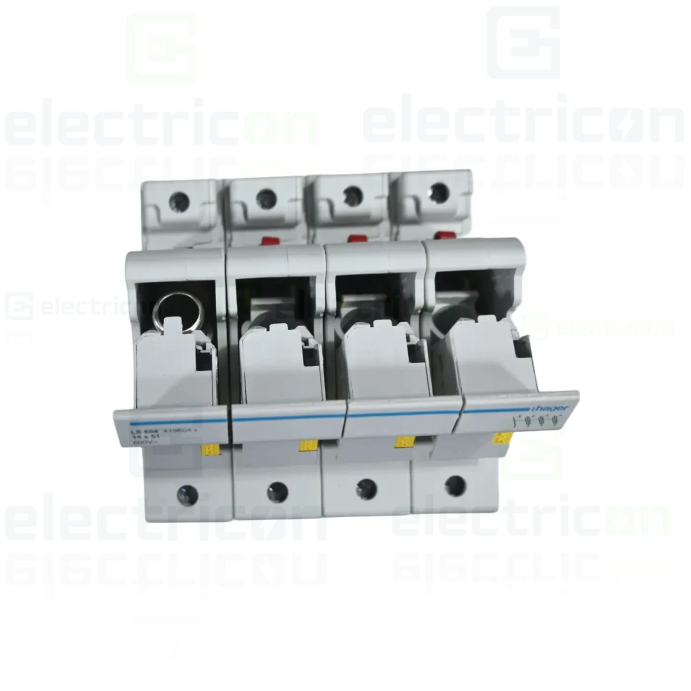 Soclu pentru fuzibile & sigurante fuzibile - Separator fuzibil (soclu), pentru CH14x51, maxim 50A, 4P, cu LED,  Hager, LS604