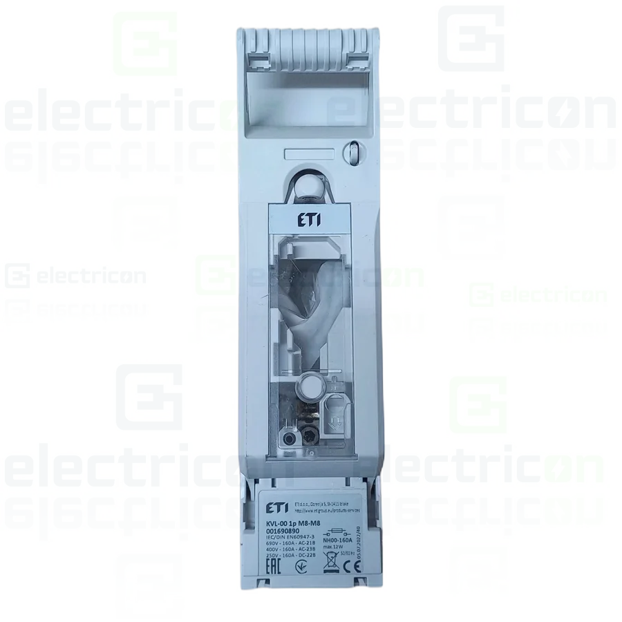 Separator fuzibil (soclu), pentru NH00, maxim 160A, 1P,KVL-00 1p M8-M8,  ETI, 001690890 [2]