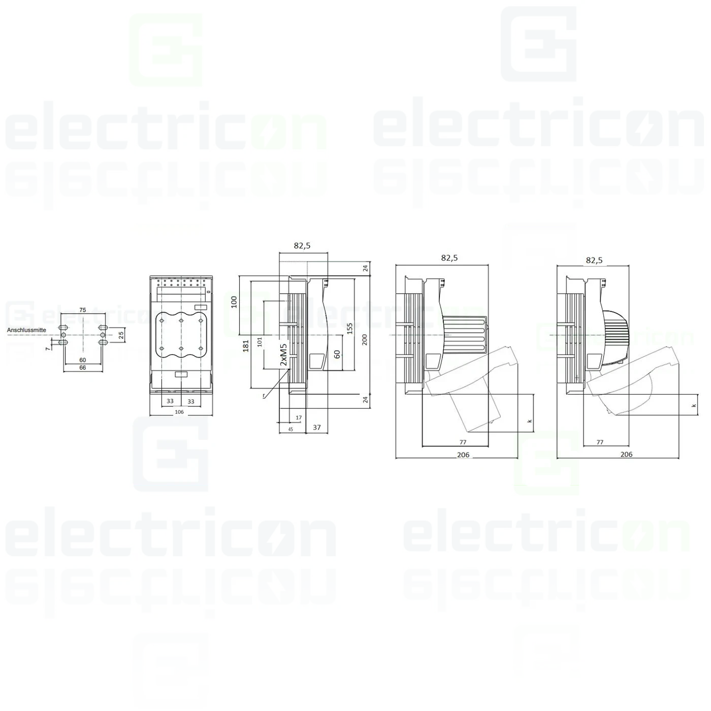 Separator fuzibil (soclu), pentru NH00, maxim 160A, 3P, cu cleme 70mm, pentru contrapanou , Schrack, SI331990 [1]