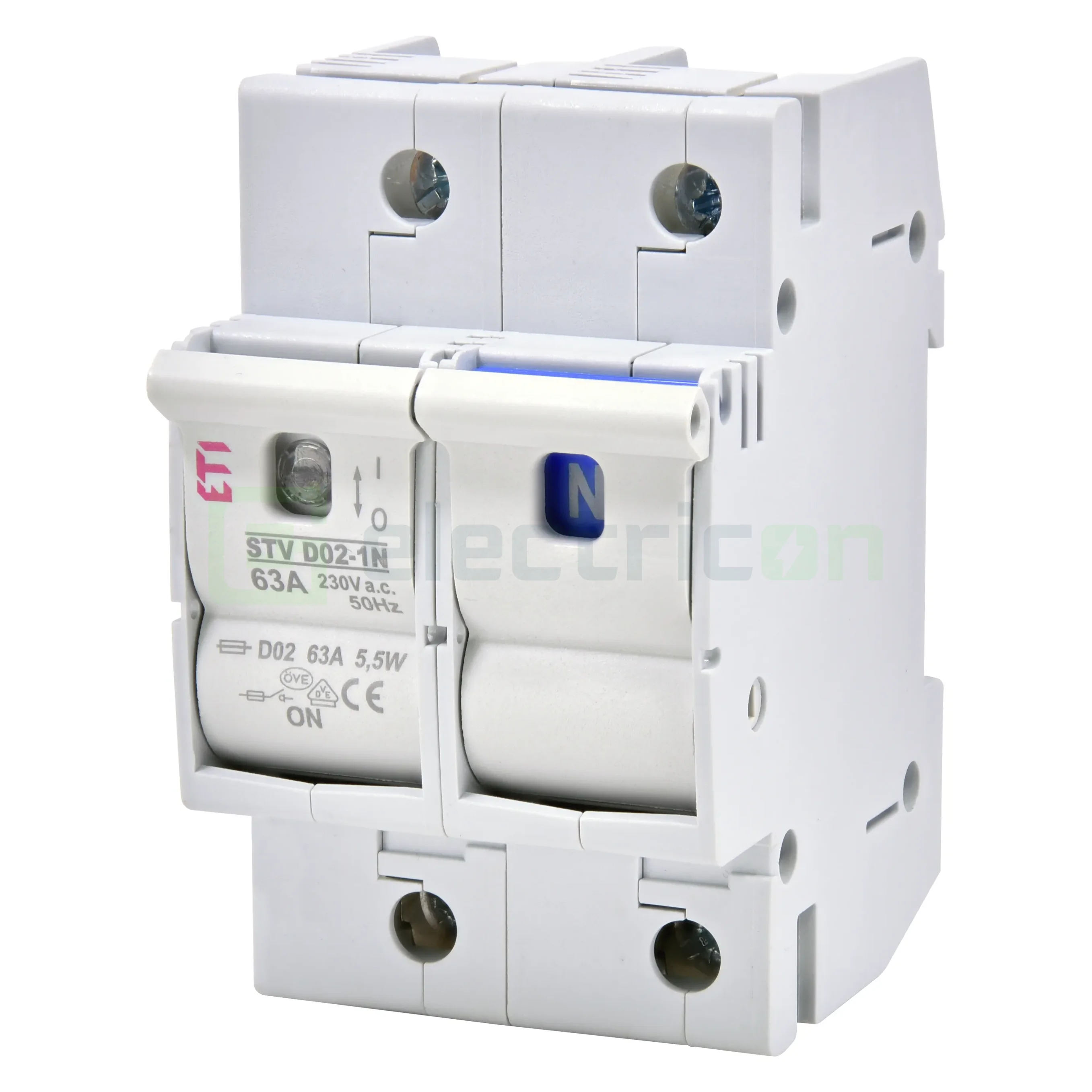 Soclu pentru fuzibile & sigurante fuzibile - Separator STV D02 63A 1p+N, ETI, 002271002