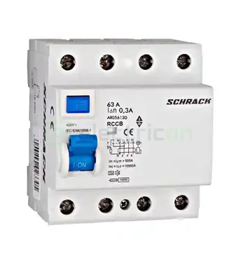 RCCB – întrerupătoare diferențiale - Intreruptor RCCB 63A/300mA Schrack - AR056130