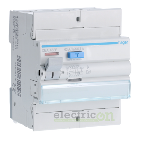RCCB – întrerupătoare diferențiale - Intreruptor RCCB 63A/100mA Hager - CEA463E