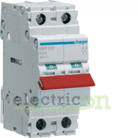 Separatori & comutatori - Intrerupator 2P 40A 400V 2M, parghie rosie