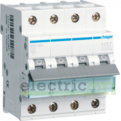 Intrerupator MCB C63A Hager - MCN663