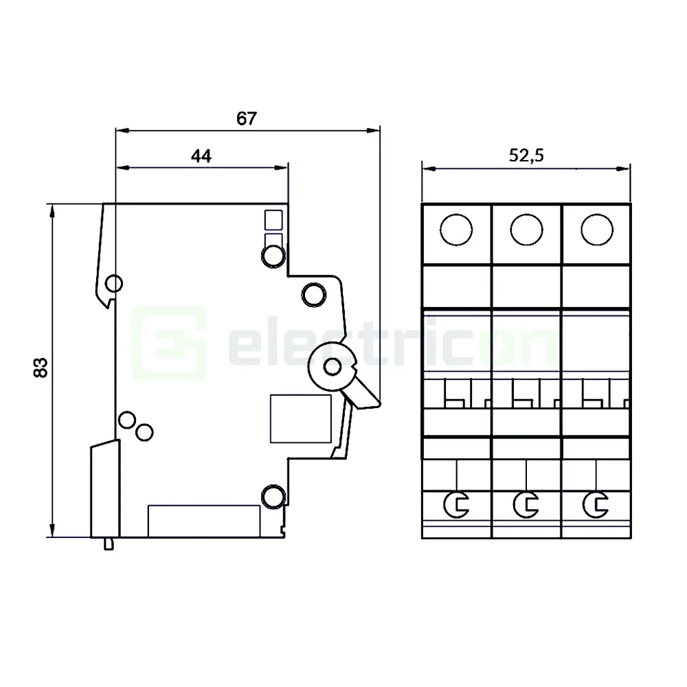Disjunctor MCB Hager MBS313, 3P, curba B, 13A, 6kA QuickConnect [1]
