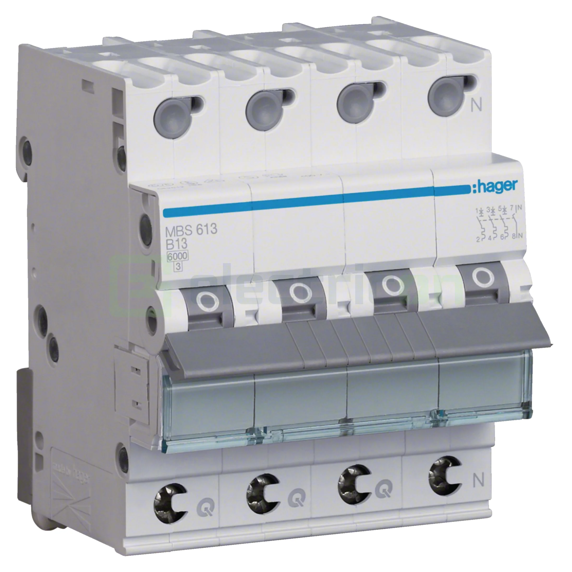 Disjunctor MCB Hager MBS613 3P+N curba B 13A
