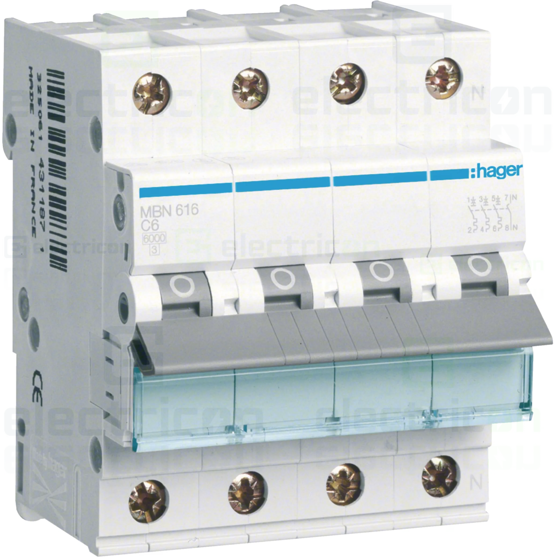 Sigurante automate - Disjunctor MCB Hager MBN616, 3P+N, curba B, 16A, 6kA