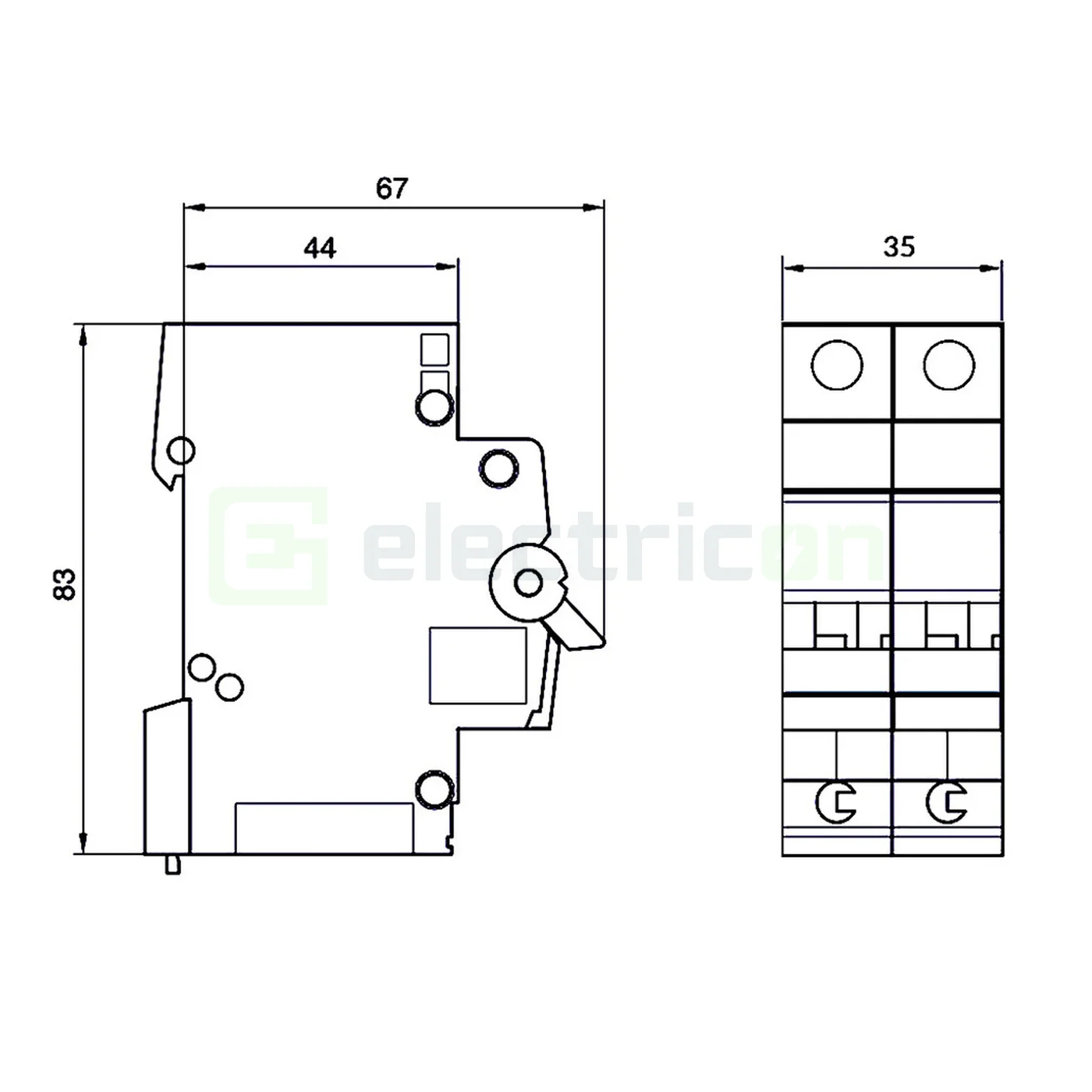 Disjunctor MCB Hager MBN520, 1P+N, curba B, 20A, 6kA [1]