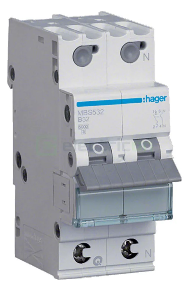 Disjunctor MCB Hager MBS532 1P+N curba B 32A QuickConnect