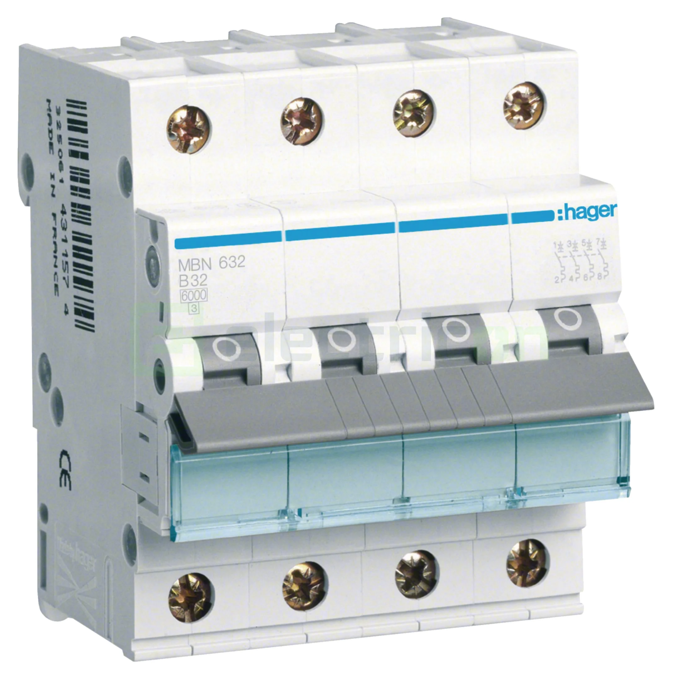 Sigurante automate - Disjunctor MCB Hager MBN632, 3P+N, curba B, 32A, 6kA