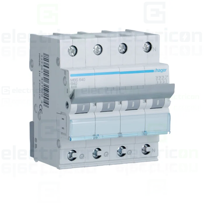 Sigurante automate - Disjunctor MCB Hager MBS640, 3P+N, curba B, 40A, 6kA cu  QuickConnect